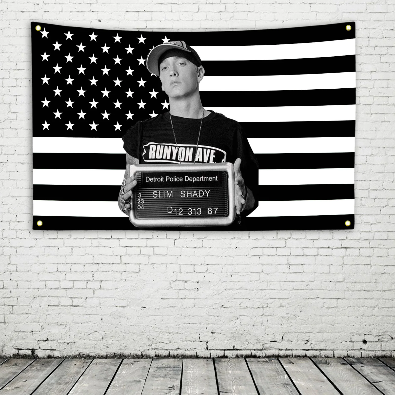 Eminem Black American Flag Outdoor Decors Custom Flags for Bedrooms Home Decor Items Tapestry Flaga Garage Decoration Hang Funny