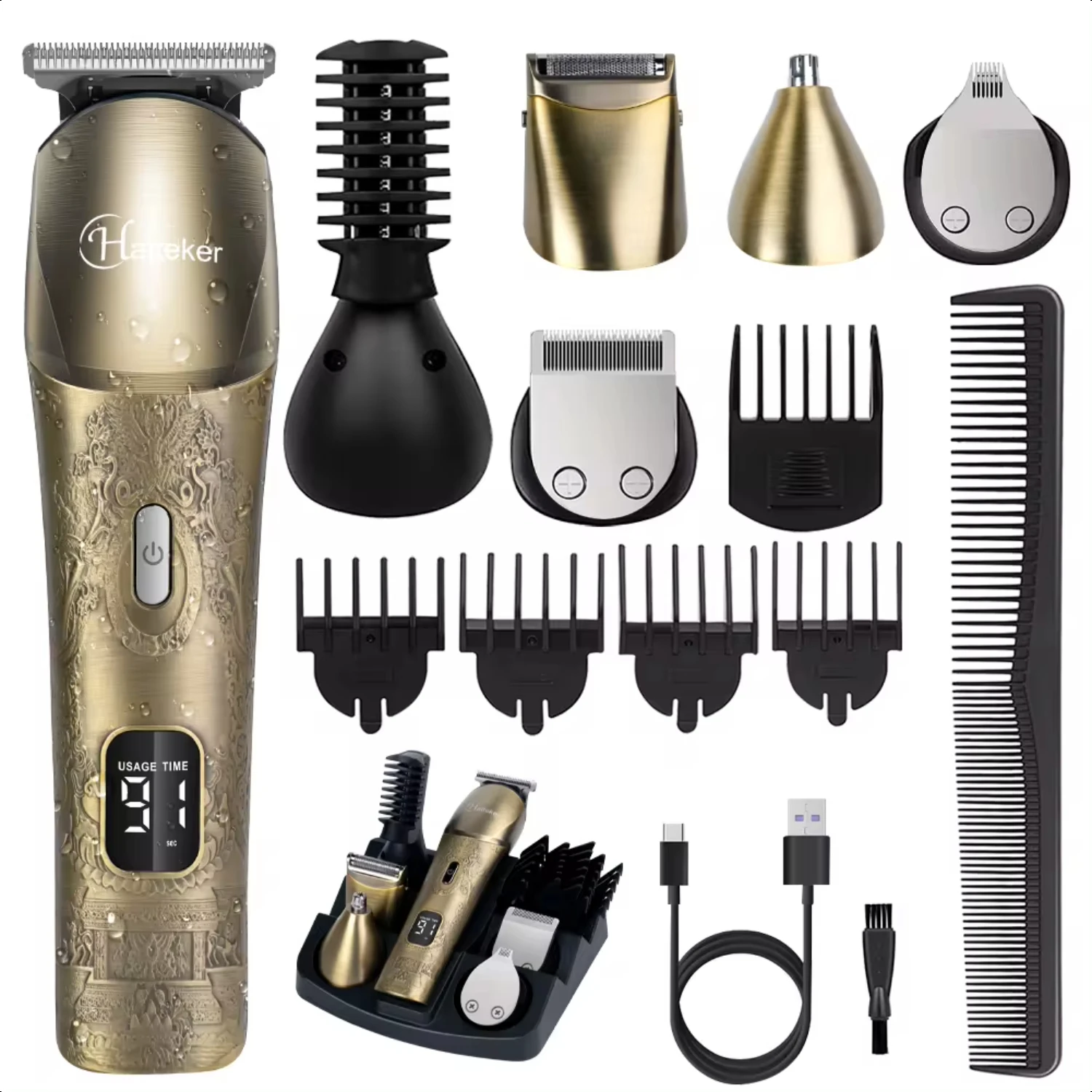 New 6 in 1 multifunction hair trimmer rechargeable wireless  baber haircut  men hair clipper