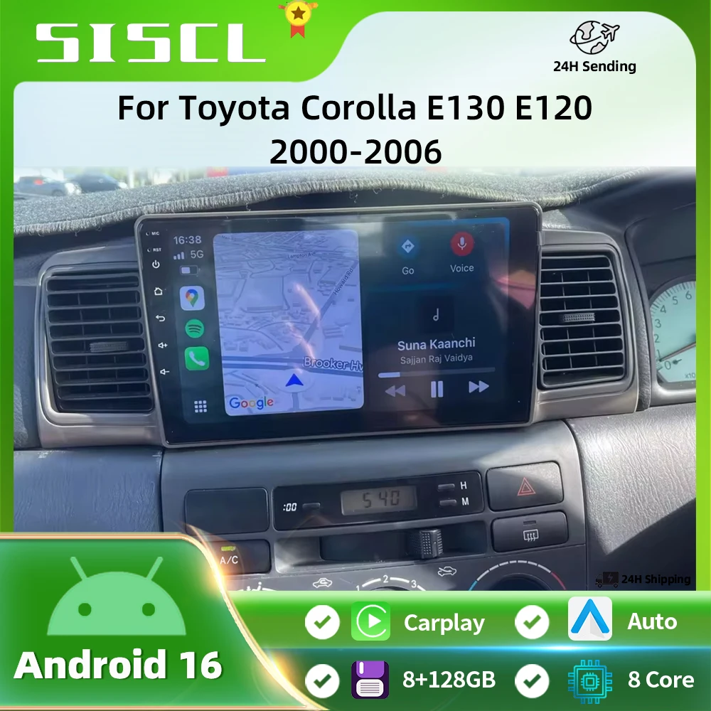 

for Toyota Corolla E130 E120 2000-2006 Android 16 Car Radio Multimedia Player Navigation GPS wireless Carplay 2din Stereo Dvd
