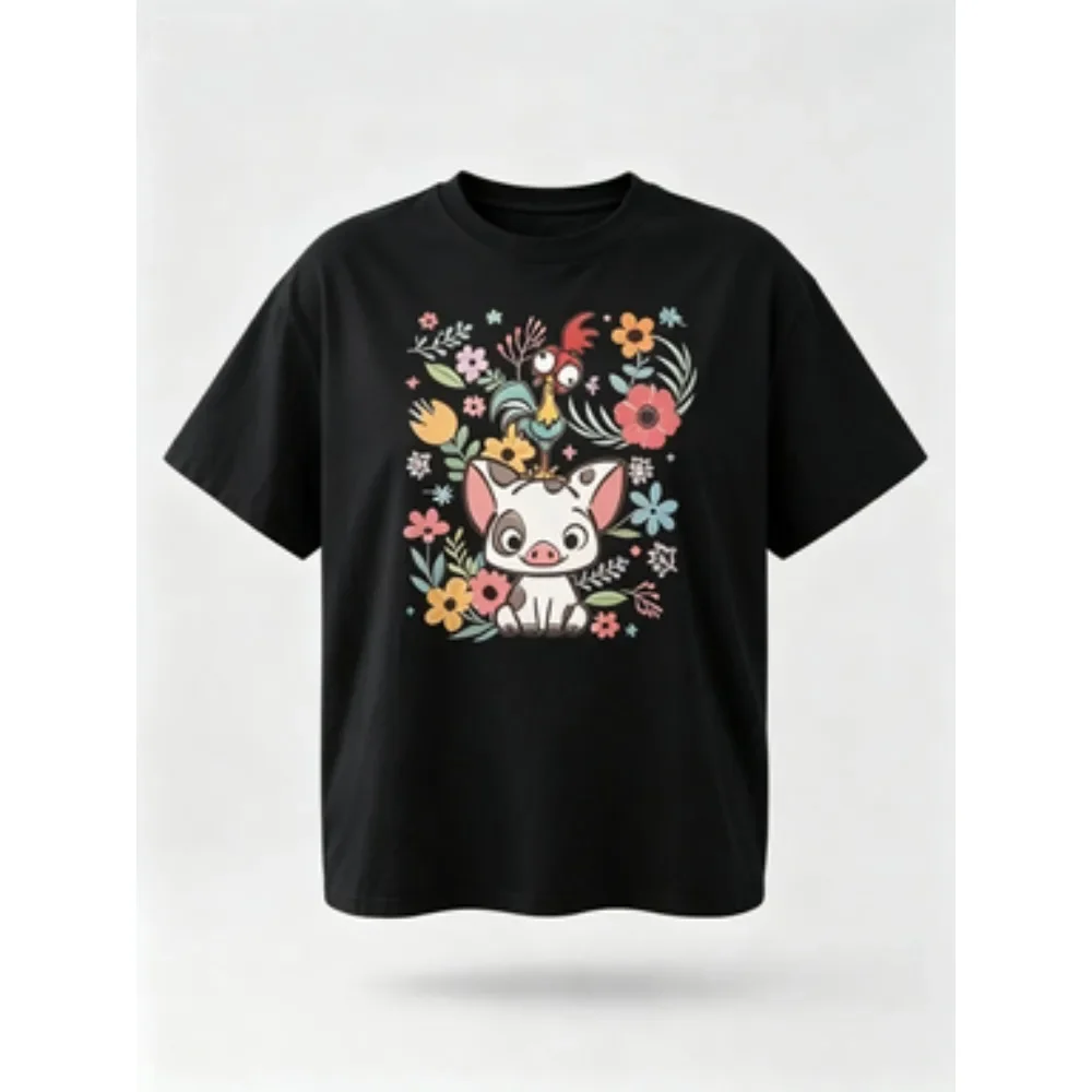 2026 parent-child outfit New Ocean Romance Printed Comfortable T-shirt Pattern Short Sleeve Adult and Children's Summer T-shirt