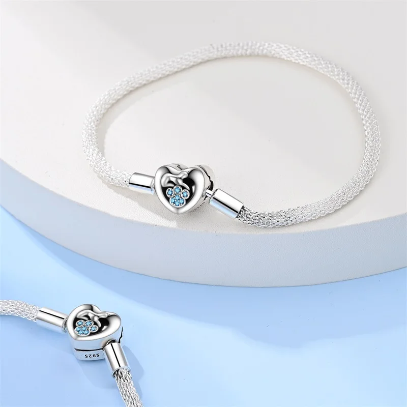 Original 17-20CM Silver 925 Bracelets Star Moon Starry Trajectory Cat Claw Love Zircon Bracelets Fit DIY Charms Birthday Jewelry