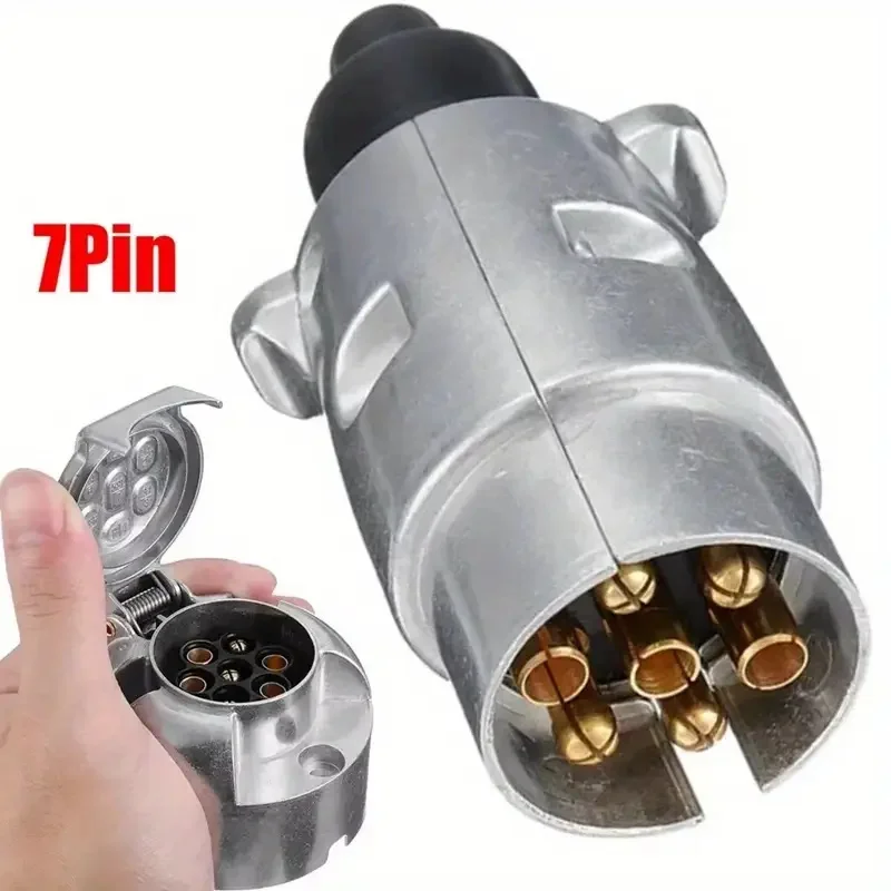 

1PC 7 Pin Aluminium Alloy Plug Trailer Truck Towing Electrics 12V Connector EU Plug Professional Replacement For Truck