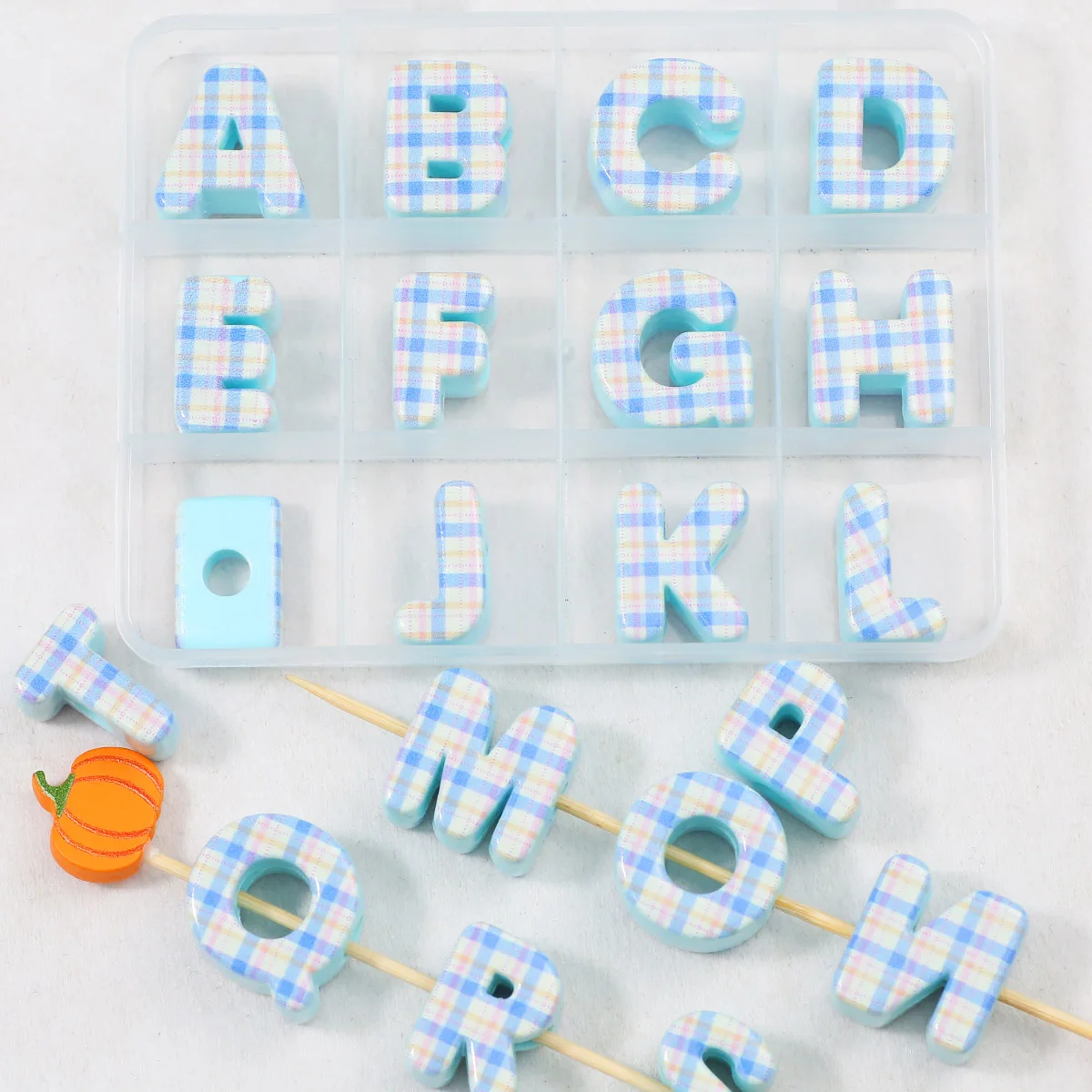 6 مللي متر الاكريليك الحروف المطبوعة الأزرق اليدوية DIY بها بنفسك صنع المجوهرات الخرز فضفاض الخرز سوار إكسسوارات عقد #4