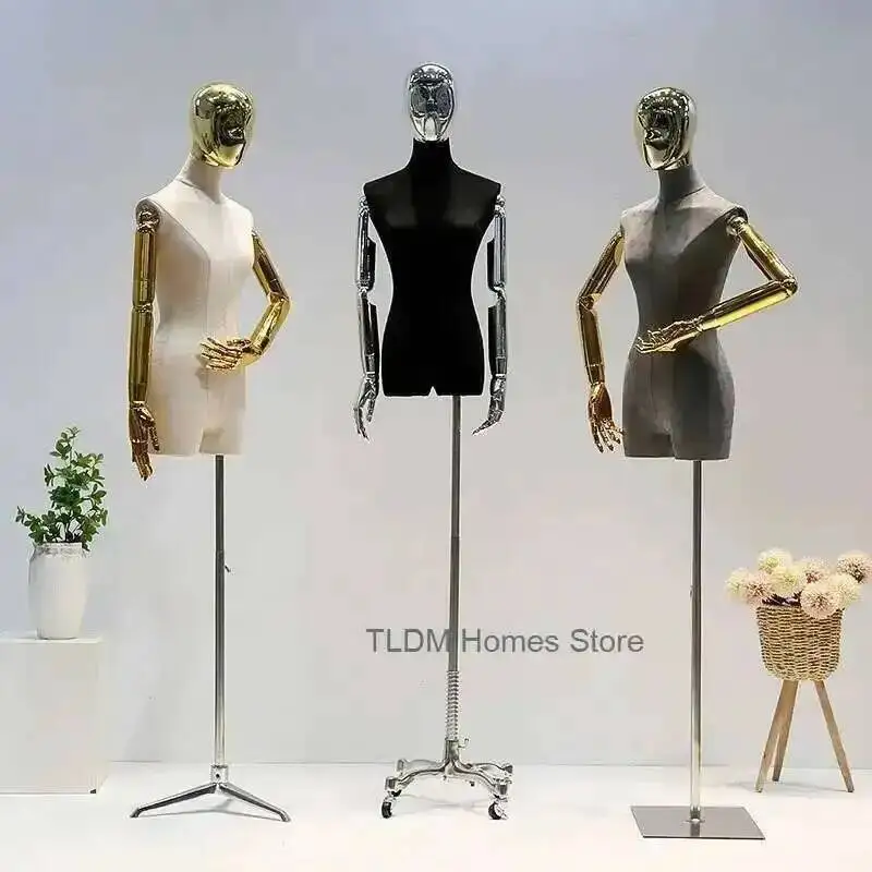 

Suede Model Body Female Upper Mannequin Korean Model Electroplated Arms Clothing Store Window Wedding Dress Display Stand P
