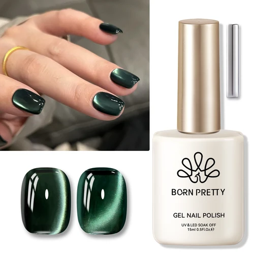 BORN PRETTY 15ml cuentas de vidrio Navidad gato verde Gel magnético brillo brillo remojo de Gel UV barniz para decoración de uñas jarabe suministros para uñas