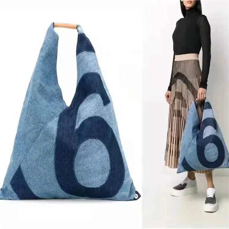 

Fashion Designer Denim Underarm Shoulder Bag For Women 2023 Large Capacity Tote Bag Classic Contrasting Colors Shopping Handbags