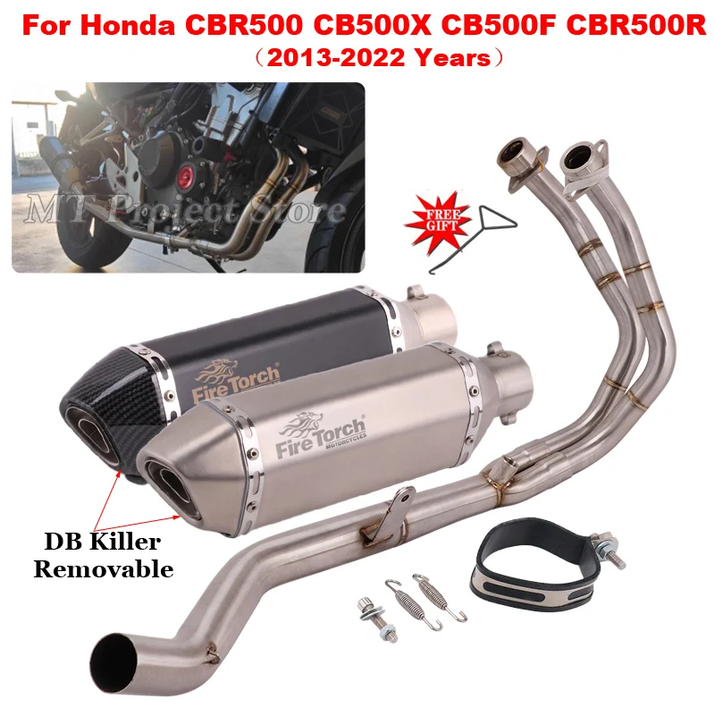 Full System Motorcycle Exhaust Escape Modify Front Link Pipe Muffler DB Killer For Honda CBR500 CB500X CB500F CBR500R 2013 -2022