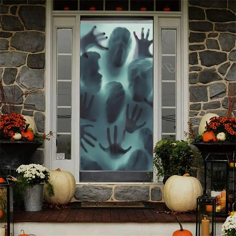 Halloween Window Breaking Stickers Horror Wall Glass Scene Layout Props Zombie Ghost Decoration Halloween Window Sticker Party