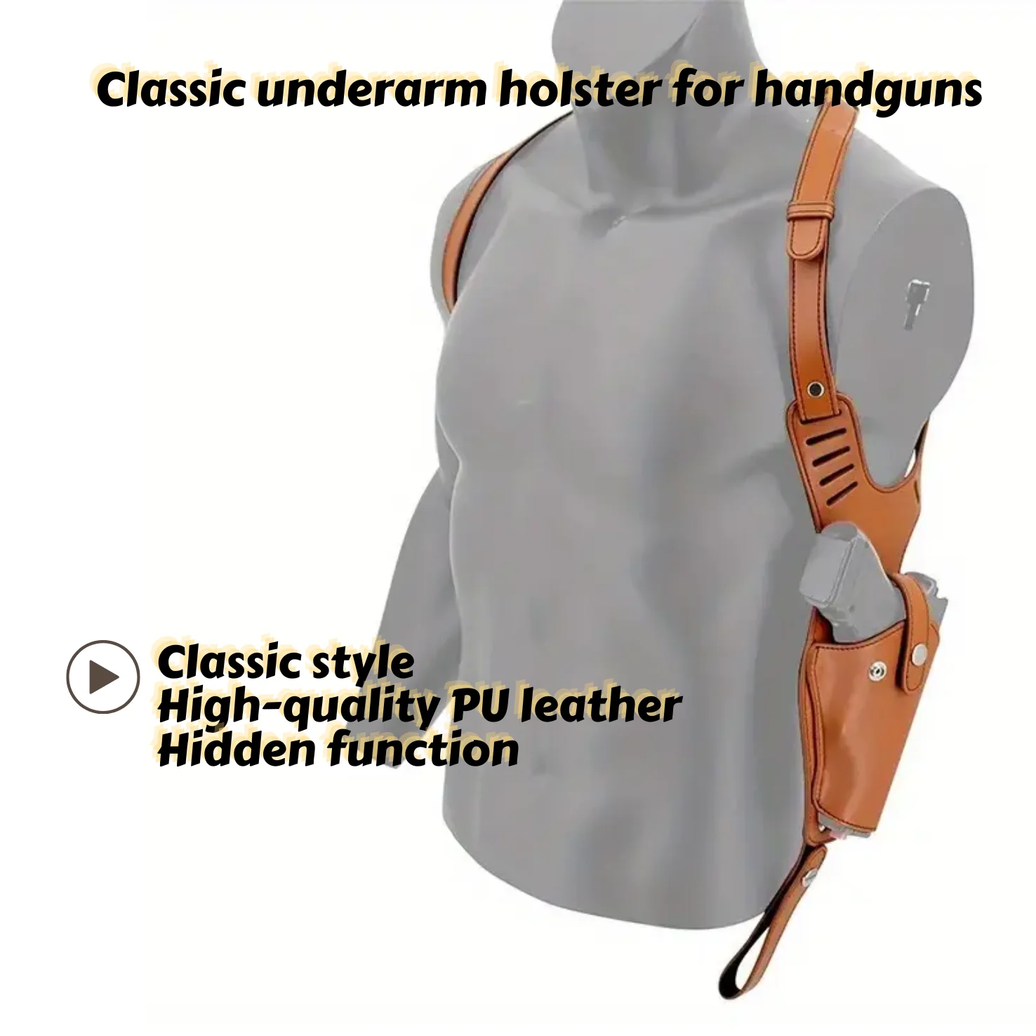 Étui sous les bras de chasse tactique dissimulé, étui en cuir adapté à plusieurs types de pistolets