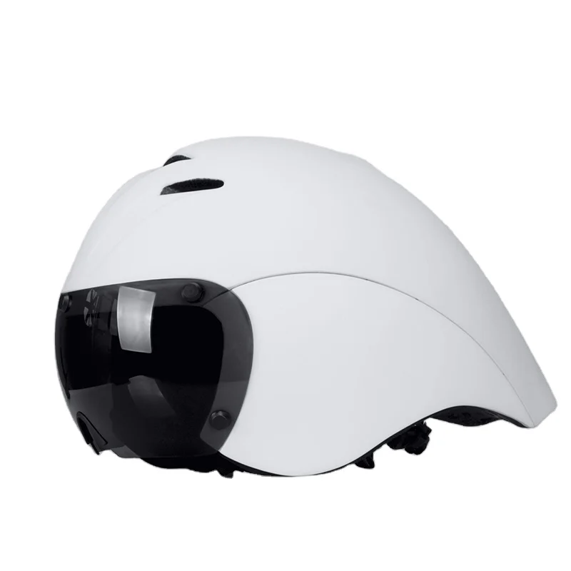 خوذات الترياتلون الاحترافية للوقت التجريبي، خوذة هوائية لركوب الدراجات على الطرق مع نظارات مغناطيسية