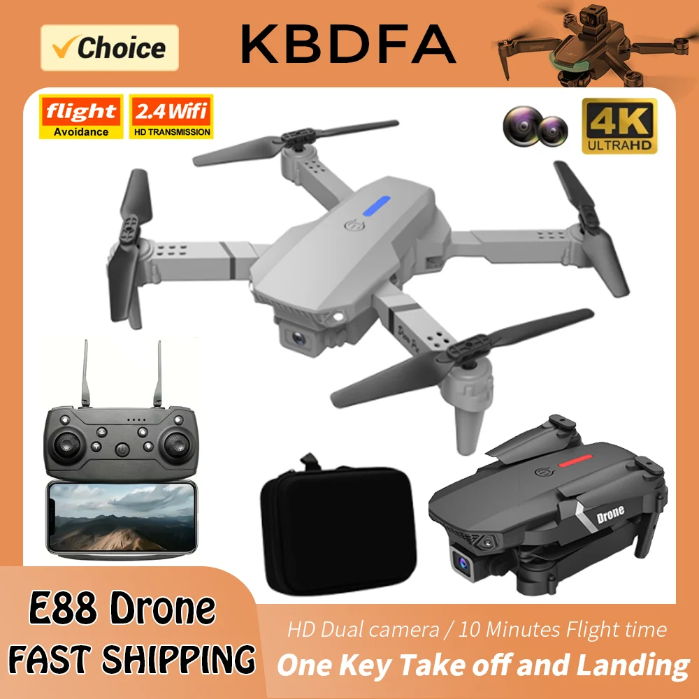 KBDFA E88 Pro RC Drone Professinalny z szerokokątną kamerą 1080P z podwójną kamerą HD Składany helikopter RC WIFI FPV Fartuch do trzymania wysokości