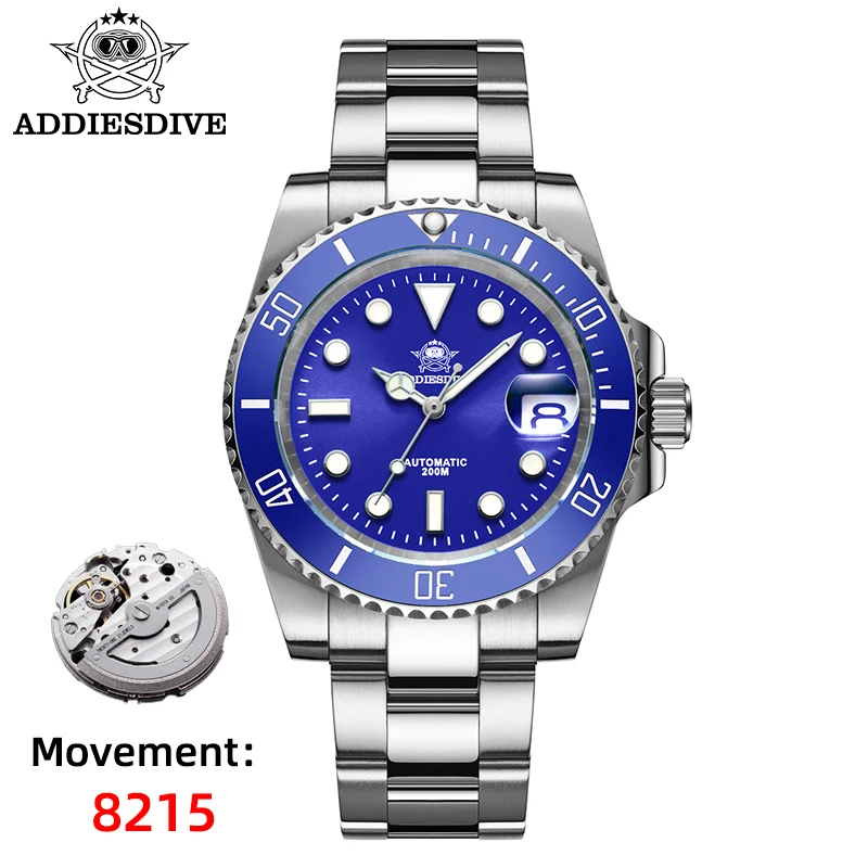 ADDIESDIVE Luxus Herren Automatikuhr 8215 Mechanische Uhr BGW9 Leuchtendes Saphirglas Taucheruhr Herren Analoguhr AD2503