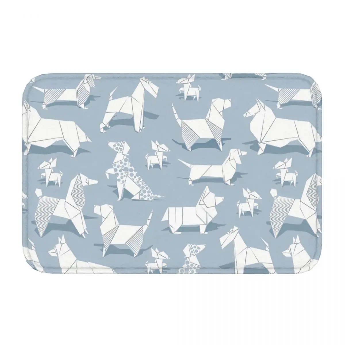 Origami Doggie Non-slip Doormat Pastel Blue Background Living Room Kitchen Mat Welcome Carpet Indoor Modern Decor