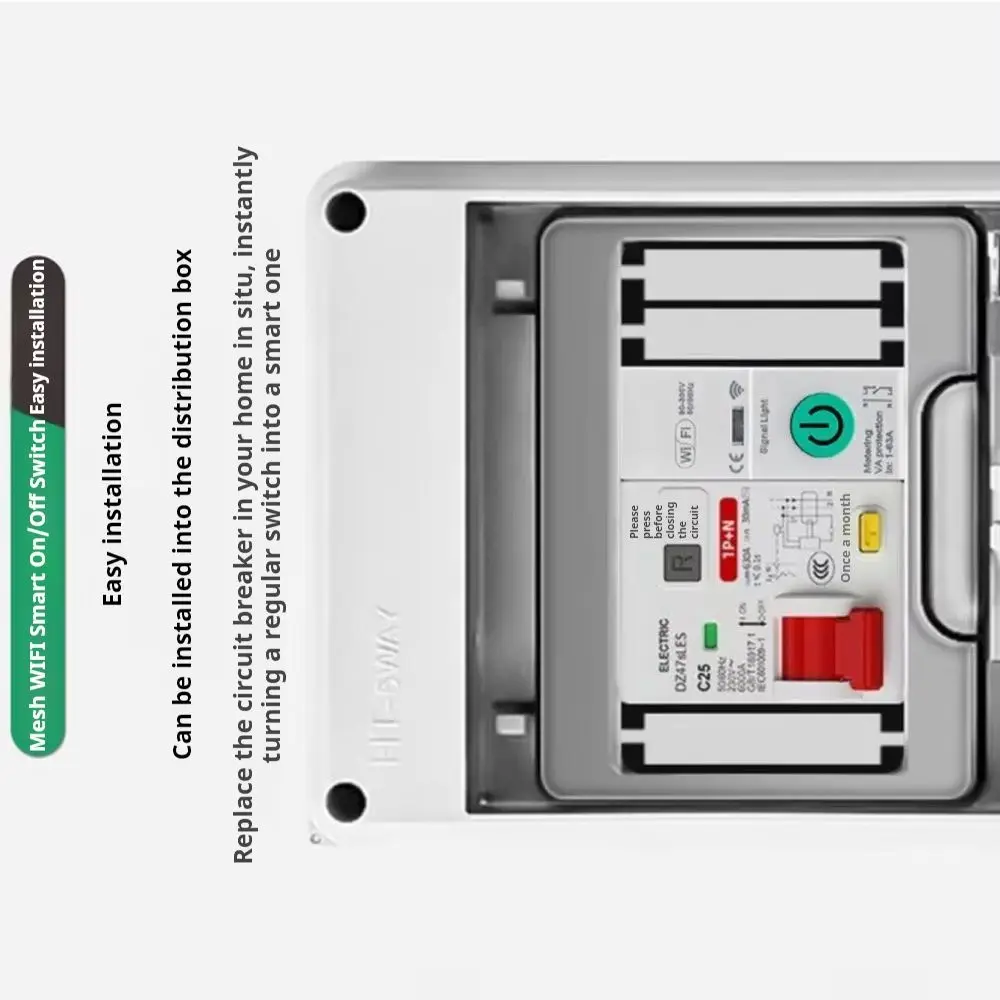 

WiFi Smart Switch Circuit Breaker Metering 1P 63A DIN Rail Power Metering Energy Monitor Remote Control Switch Smart Home