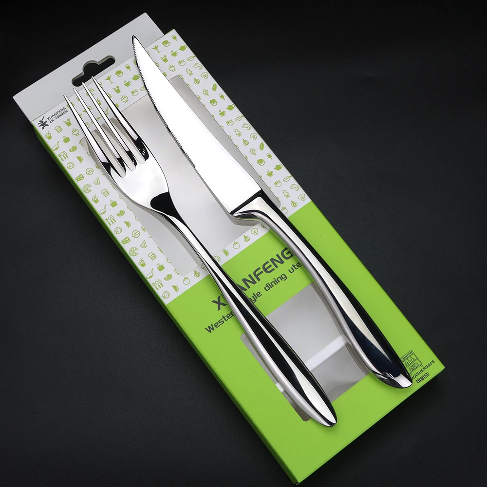 Elegant 304 stainless steel tableware, pointed-tail steak, western-style knife and fork set, high-end knife and fork