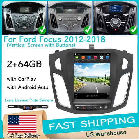 2+64G Android15 Car Stereo for Ford Focus 2012-2018 9.7in Vertical Screen Radio with CarPlay Android Auto GPS Navi WiFi FM/RDS