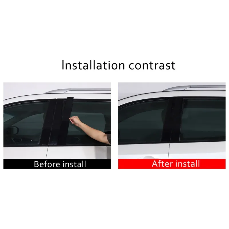 12pcs Glossy Black Car Door Window Pillar Center Post Trim Stickers Auto Styling Accessories Fit For Nissan Pathfinder 2013-2018