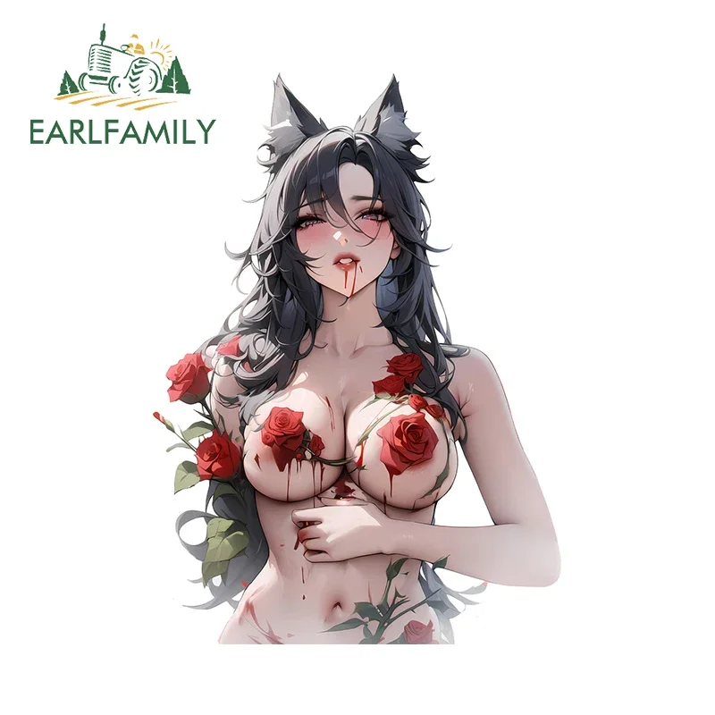 EARLFAMILY for Pretty Ahri League of Legends Artistic Car Stickers Beautiful Dreamy Graphics Decals Scratch-Proof Car Goods