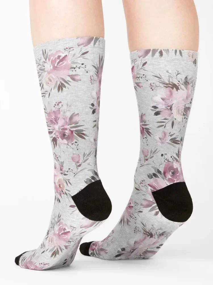 Winter Pink Floral Socks Christmas sport FASHION winter Socks Men Women's