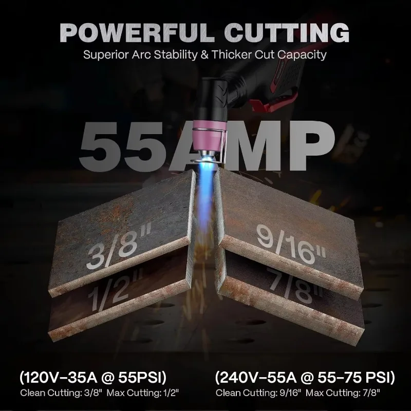 CUT55PROLUX Plasma Cutter Machine APP Control 55 Amp Non-Touch Pilot Arc 120V/240V LED Display Metal