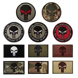 Punisher Seals Embroidered Badge Skull Warlock Air Badge Arm Badge Outdoor Bag Sticking Hook and Loop Patch Customized