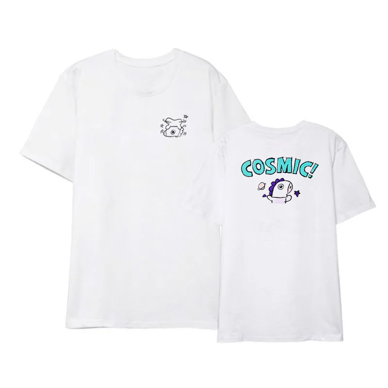 

2Pcs Anime Cartoon Bt21 Cooky Shooky Women's Short Sleeved Summer New Loose T-Shirt Fashion Casual Base Shirt Couple Shirt Gifts