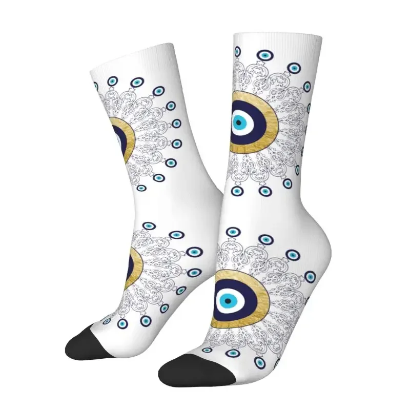 Kawaii Turkish Amulet Evil Eye Mandala Socks Men Male Women Warm Breathable 3D Printed Boho Mediterranean Sports Football Socks