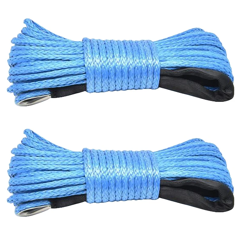 2X 7700Lbs Electric Winch Rope Nylon Rope High Strength Fiber Rope 6Mmx15m Car Trailer Rope Trailer Belt