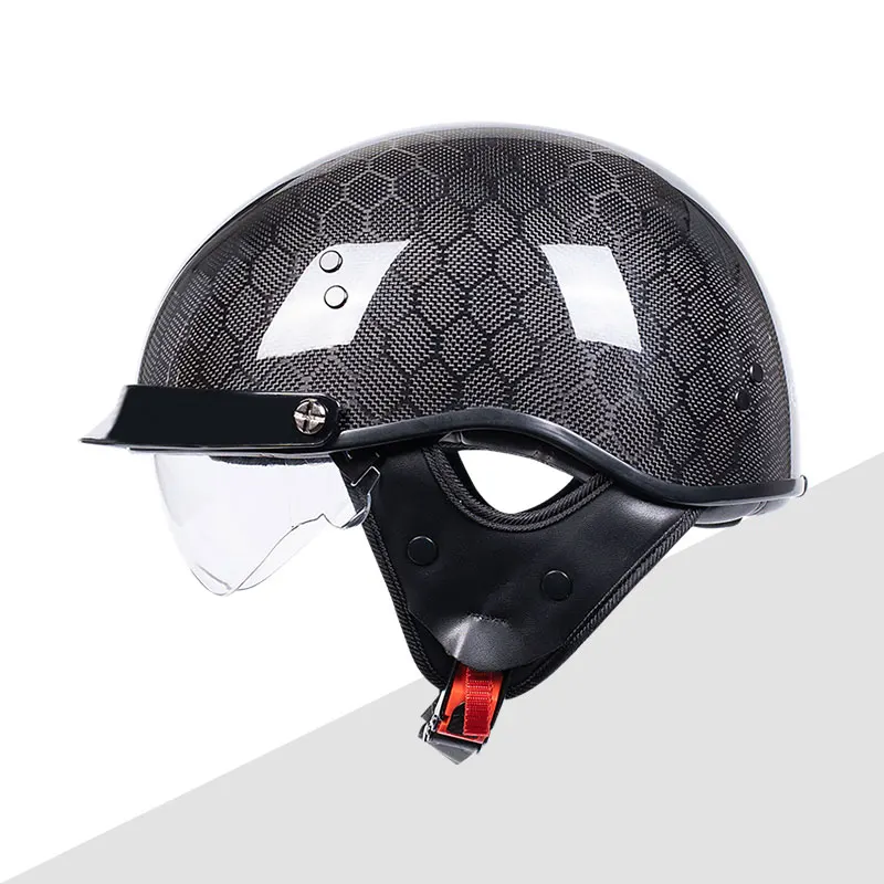 DOT Approved Unisex Carbon Fiber Open Face Helmet Snakeskin Motorcycle Helmet Cascos Para Motos 3K 12K Helmets Four Seasons