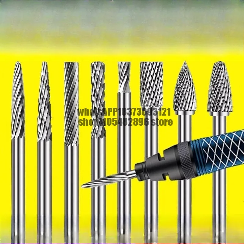Tungsten steel head Pneumatic air pen Electric carbide rotary file 3mm metal milling cutter Electric grinding drill bit