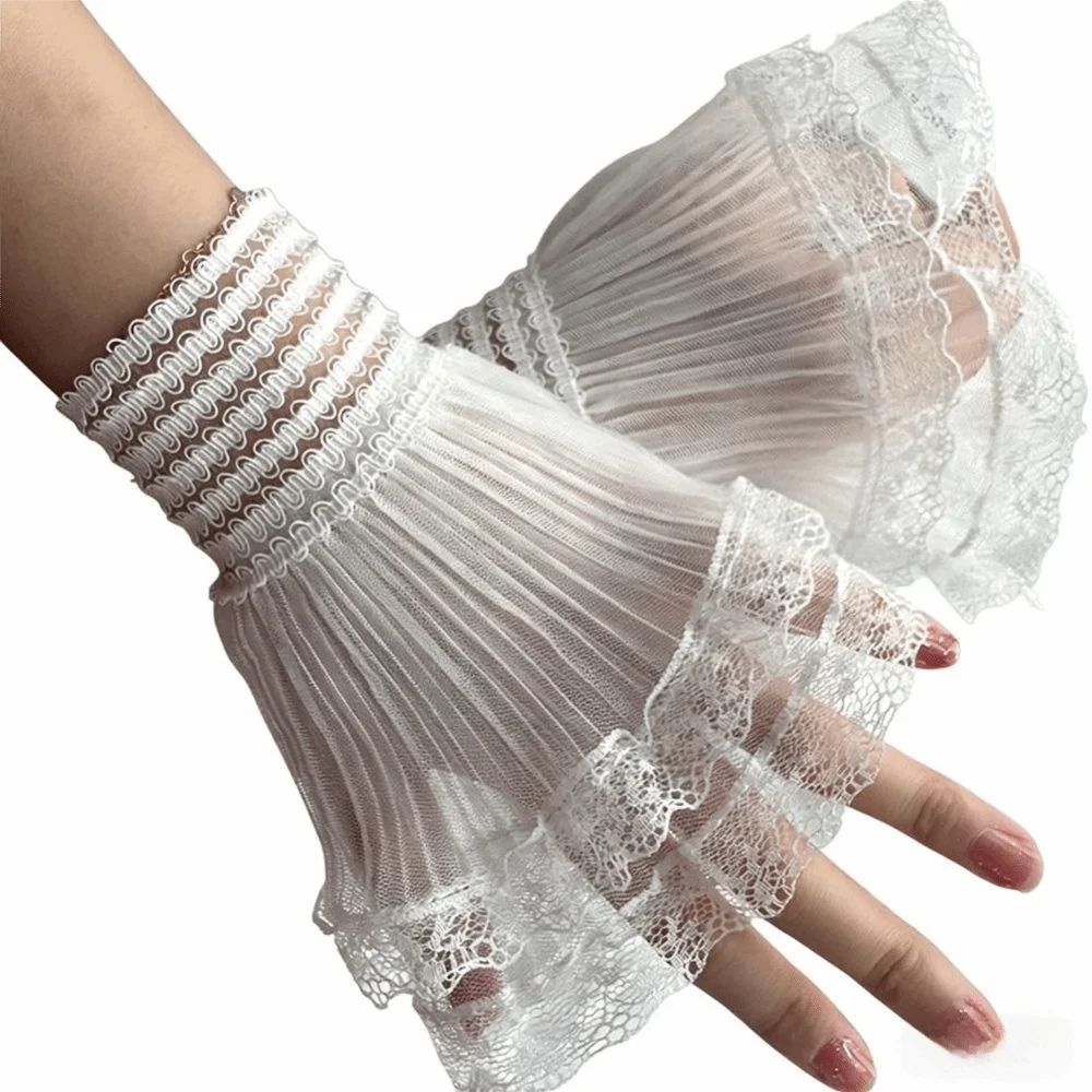 

Новые многослойные накладные манжеты с рюшами, съемные, белые, черные, для свитеров