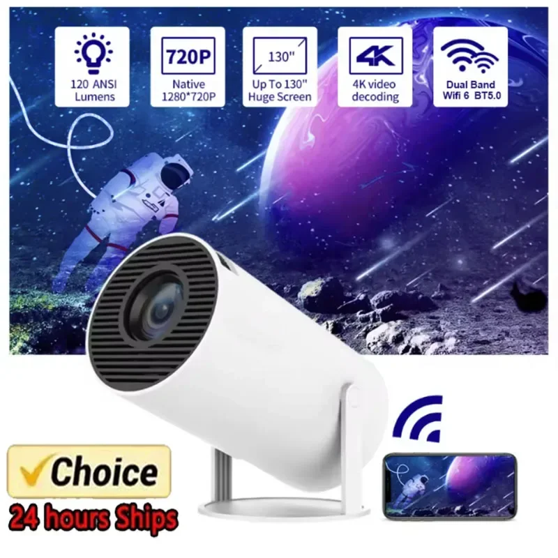 2025 New 4K Android 11 Dual Wifi6 200 ANSI Allwinner H713 BT5.0 1080P 1280*720P Home Cinema Outdoor portable Projetor