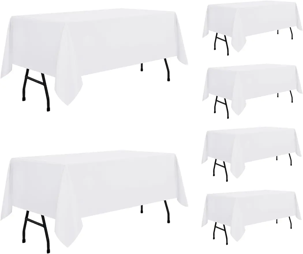 

sancua 6 Pack White Tablecloth 60 x 84 Inch, Rectangle Table Cloth for 4ft Table - Stain and Wrinkle Resistant Washable