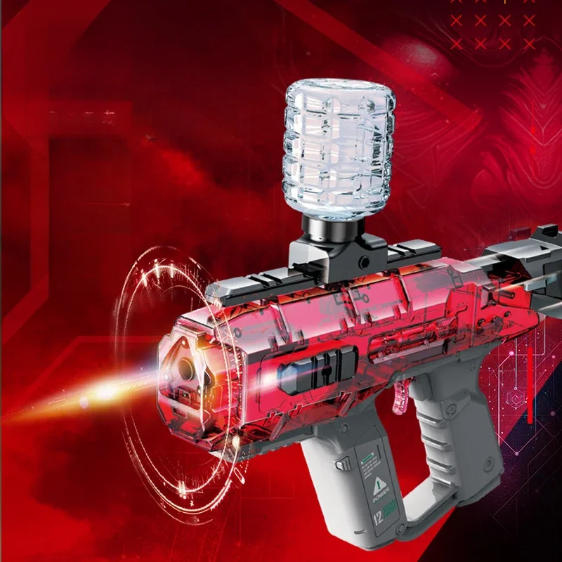 Electric Toy Gun Colorful Lights Electric High-speed Continuous Shooting Hand Self Integrated Crystal Toy Gun Launcher