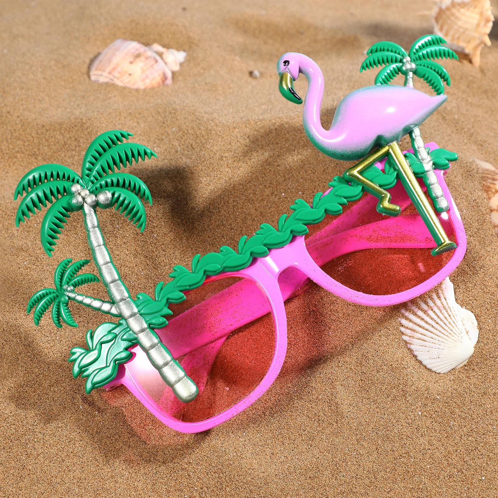 2Pcs Flamingo Glasses Hawaiian Summer Luau Party Sunglasses Lightweight Plastic Beach Party Photo Props Flamingo Glasses