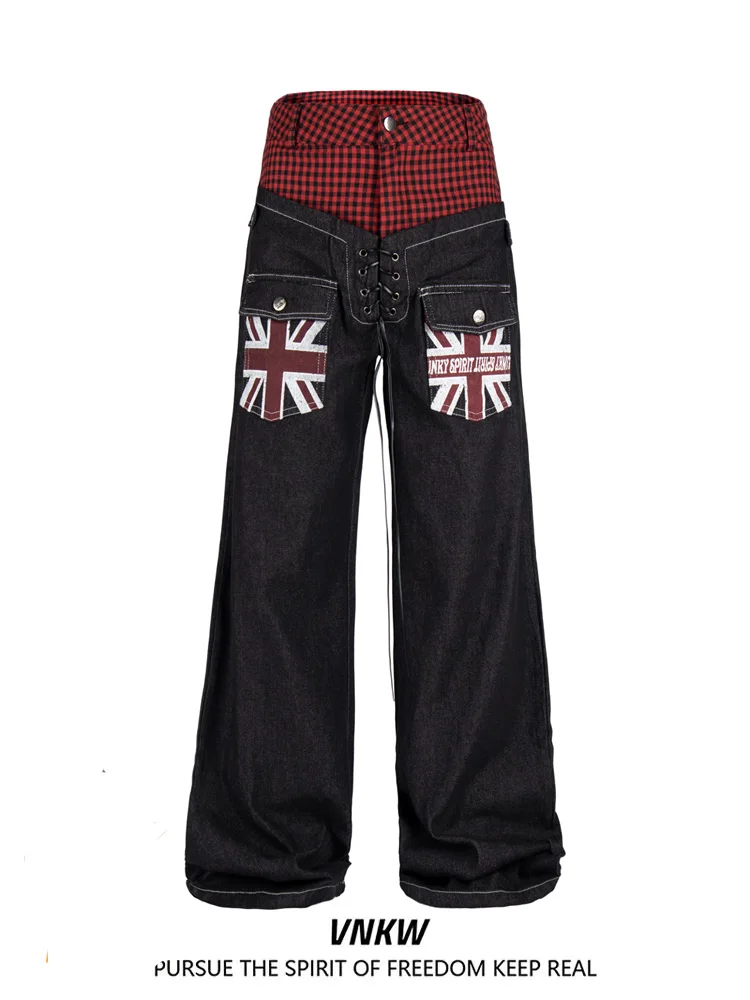 

Американские джинсы Y2K Light Cross Design для мужчин и женщин, свободные широкие брюки в уличном стиле, повседневные прямые джинсы