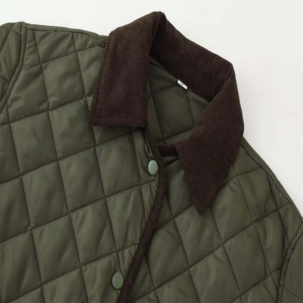 الشتاء المرأة نمط جديد 2025 عارضة الماس شبكة مبطن طوق سترة قطن دافئة فضفاضة #4