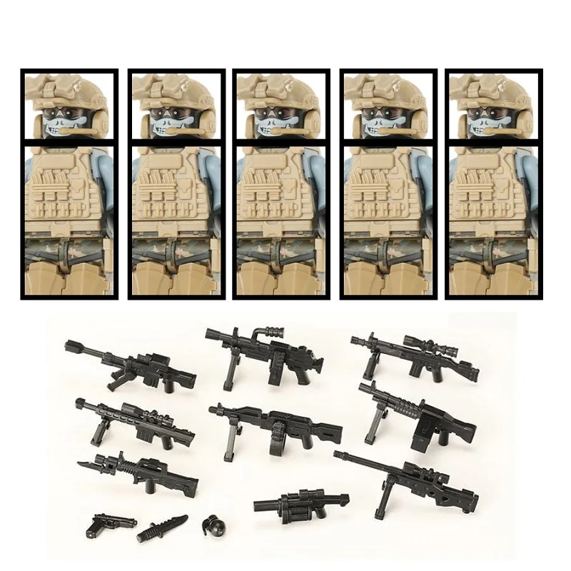 

Military Ukraine Wars Modern Ghost Special Forces SWAT Police Mini Building Blocks Brick Figures Parts Assembled Ww2 Weapons Toy