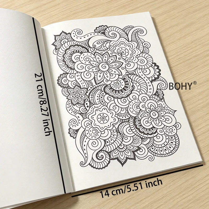 1 Adult Decompression Coloring Line Tracking Drawing Book, Include Desert Scenery/mandala and Other Theme Line Drafts, 24 Pages