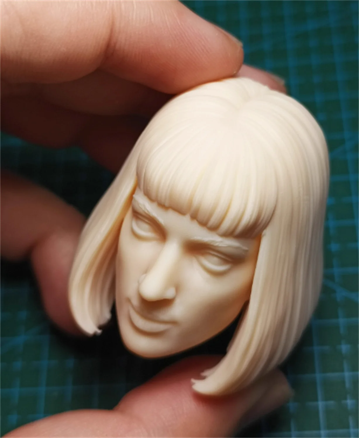 

1/12 Uma Thurman Female Head Sculpt Carving US Star Unpainted Singer 3D Model pale Tan Fit 6 inches Action Figure Body Dolls