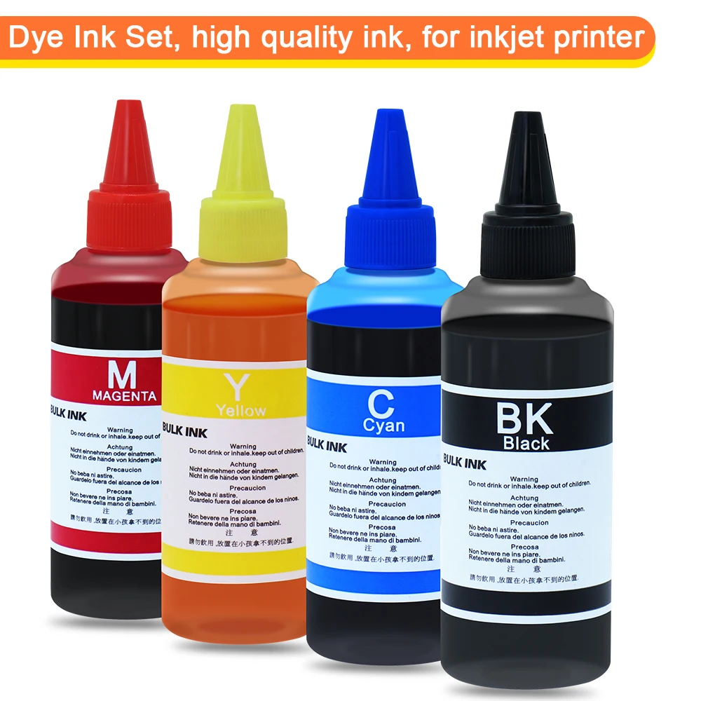 OYfame 100ml Dye Ink Kit Universal Compatible For HP Canon For Epson Deskjet Inkjet Printer Cartridges CISS Refillable Dye Ink