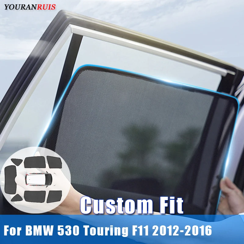 Custom fit Car side windows Sun Shade  Visors Protection From Sun UV car Curtain Mesh Frame  For BMW 530 Touring  F11 2012-2016