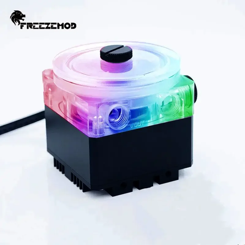 FREEZEMOD,PC Water Cooling Mute DDC Pump  Lift 5-6 M, Flow 960L/H,12V/5V RGB M/B SYNC 4000RPM, Multi Colors PU-GCDCB