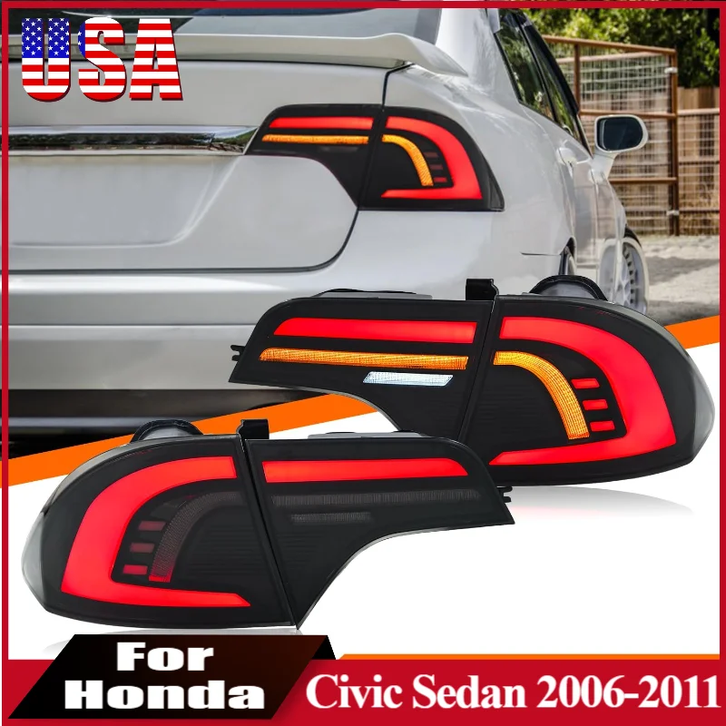 

Светодиодный задний фонарь в сборе для Honda Civic Sedan 2006-2011, анимация запуска, светодиодный задний фонарь, последовательные указатели поворота, индикаторные лампы