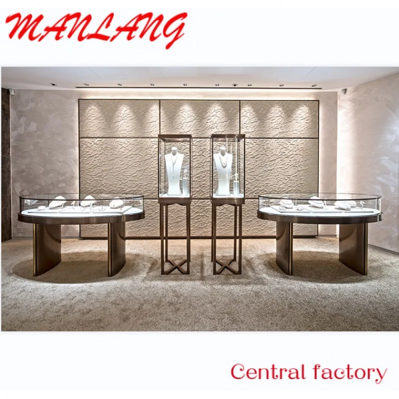 CustomLuxury jewelry display showcase Jewelry shop interior design wooden display cabinet