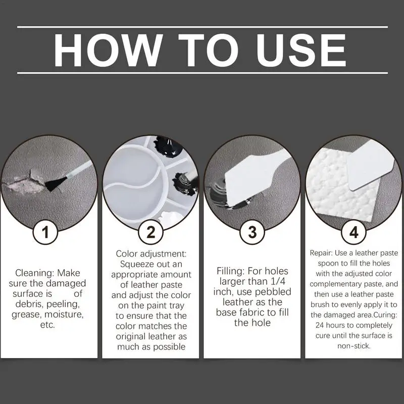 Leather Repair Kit Car Interior Ultra-Fast Drying Leather Paint For Furniture Leather Recoloring Balm Scratch Remover For