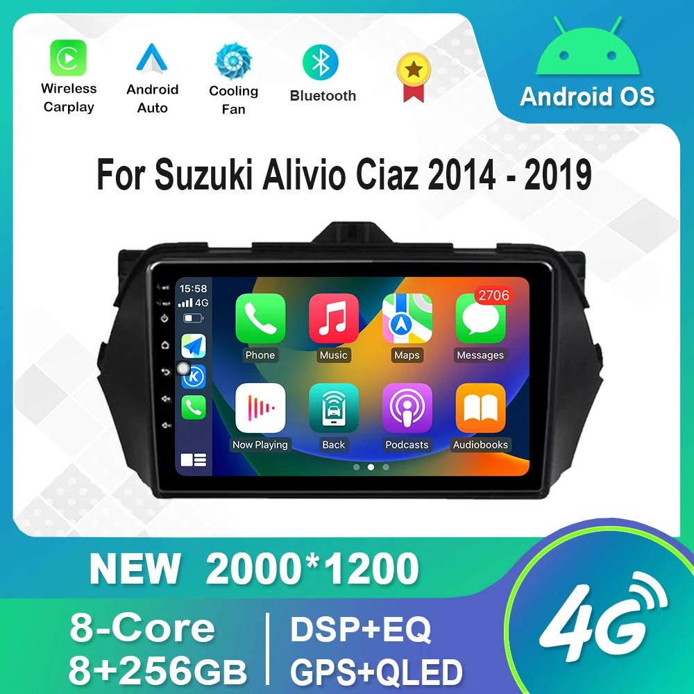 

9 inch Android Car Radio Video Multimedia Player For Suzuki Alivio Ciaz 2014 - 2019 QLED IPS Screen Bluetooth GPS DSP Stereo