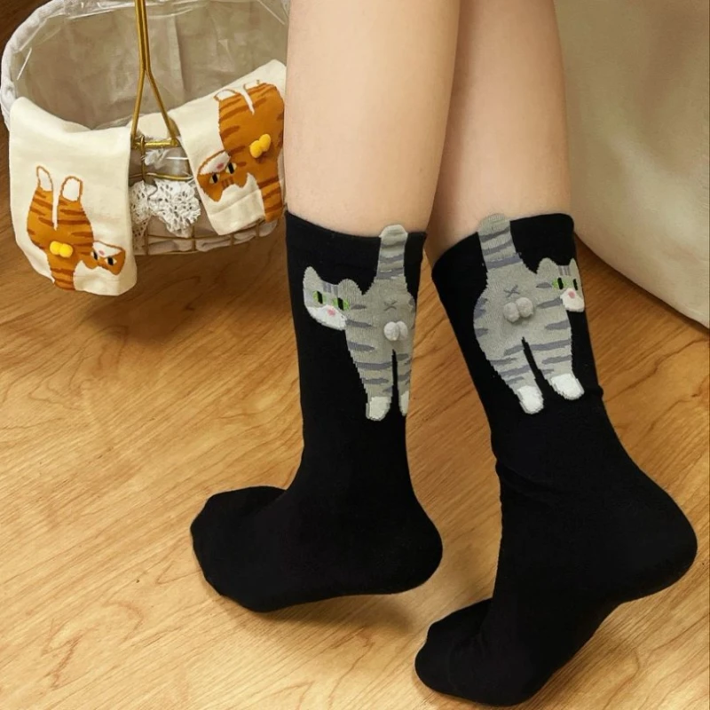 

2/1Pairs Cute Cat Socks with Balls Funny Cotton Breathable Soft Cotton Socks Girl Women Socks Novelty Gifts for Cat Lovers