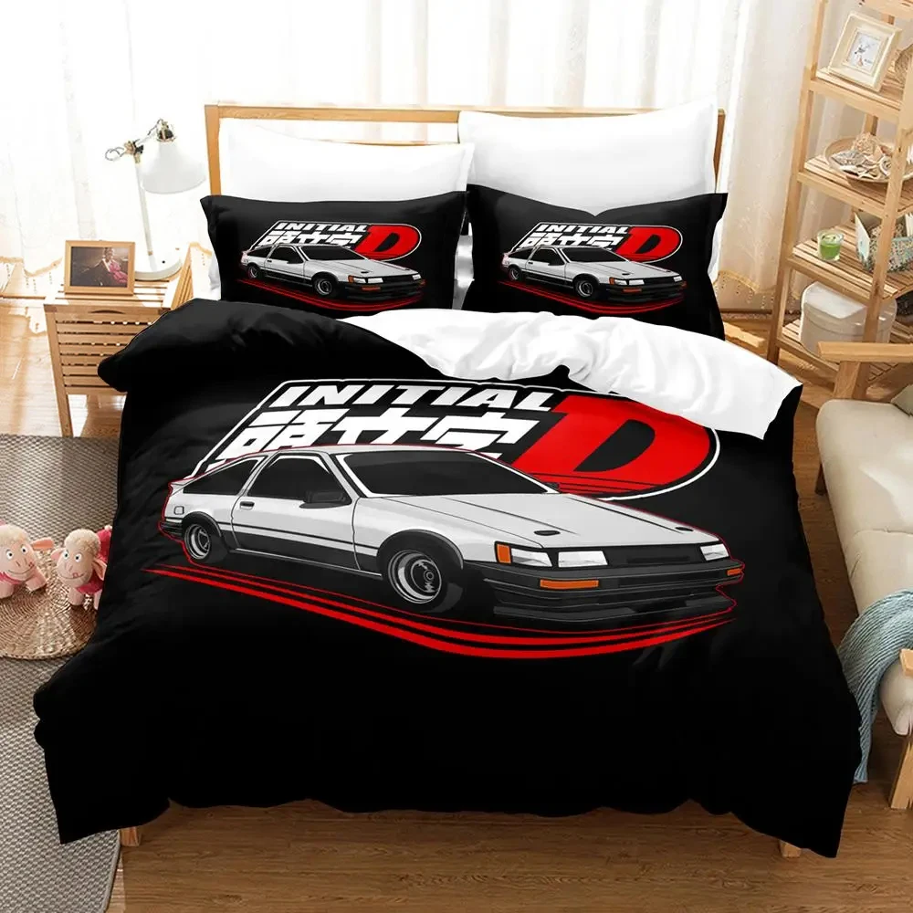 Initial Ae86 Boys Bedroom Bedding Set Single Twin Full Queen King Size Aldult Duvetcover 3D Anime Bed Sheet Set