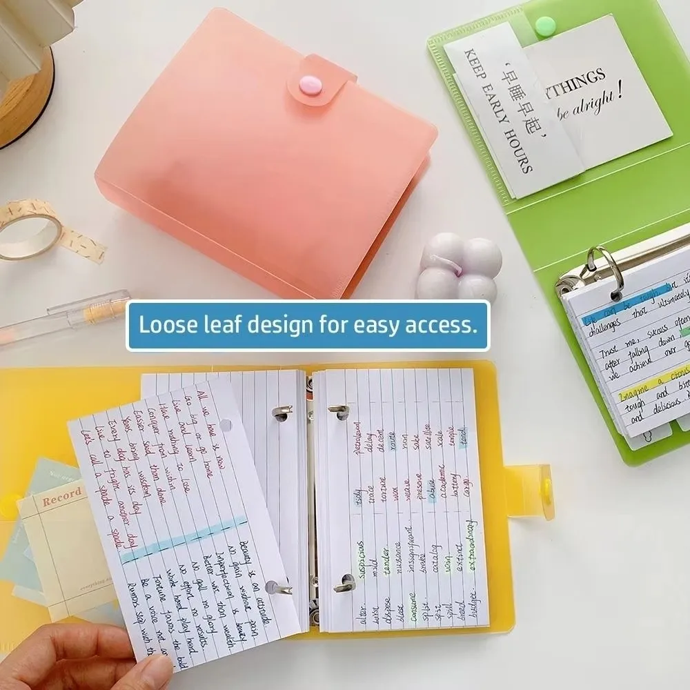 New Double Hole Loose Leaf Memo Binder DIY Macaron Color Vocabulary Notebook Horizontal Line Memo Storage Binder School Office